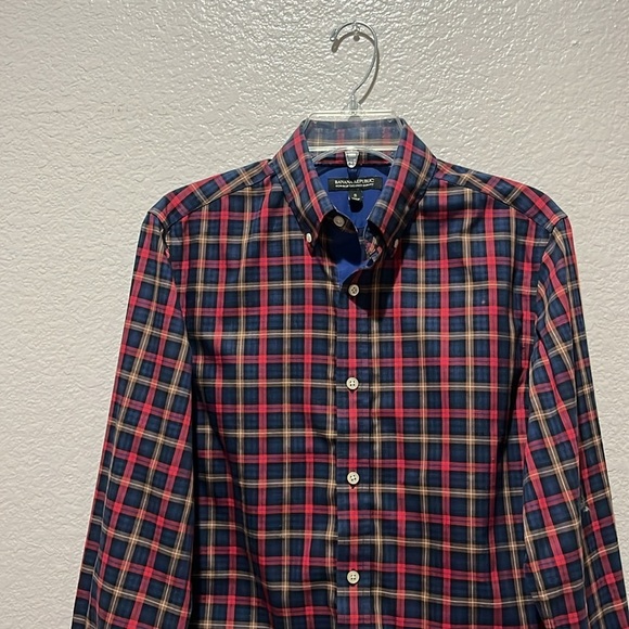 Banana Republic Shirt Mens Small Non Iron Tailored Slim Tartan Plaid Button Down - Picture 5 of 7